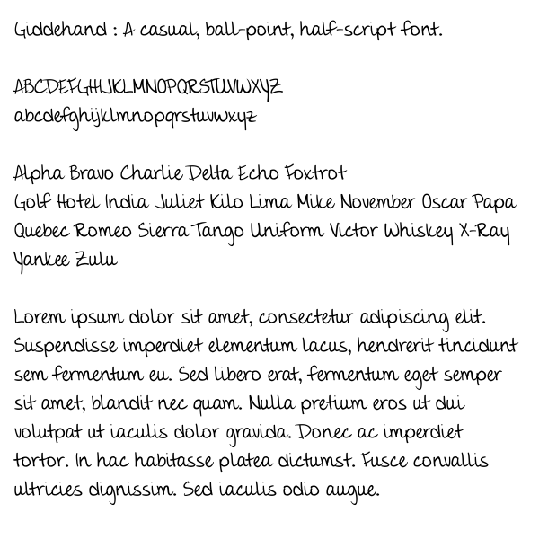 Giddehand Font