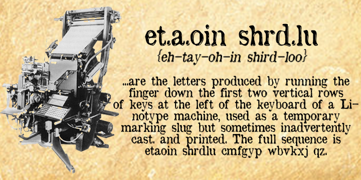 Etaoin Shrdlu Font