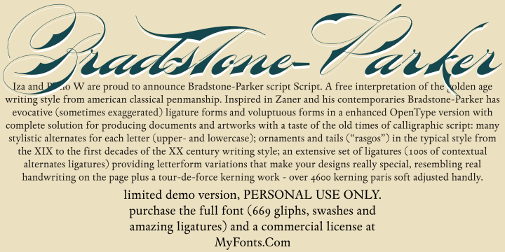 Bradstone-Parker Script Font