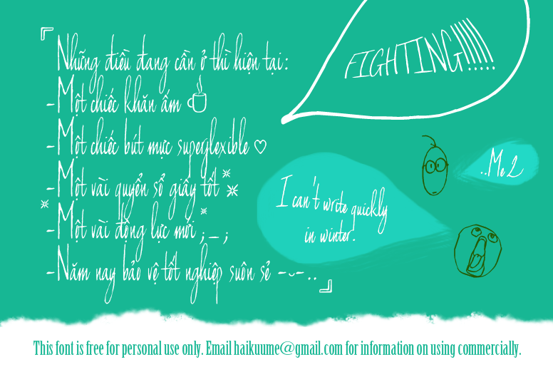 Can't write quickly in winter Font