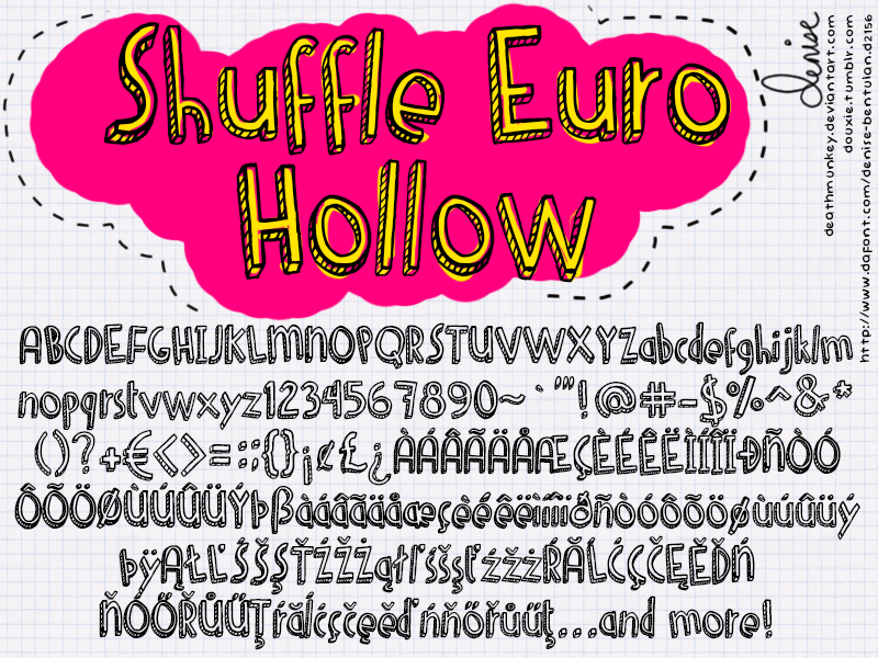 Denne Shuffle Euro Hollow Font