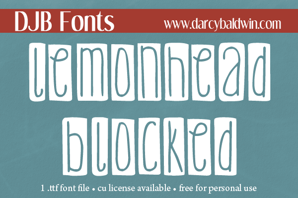DJB Lemon Head Blocked Font