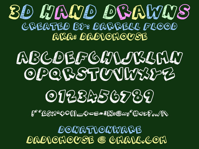 3D Hand Drawns Font