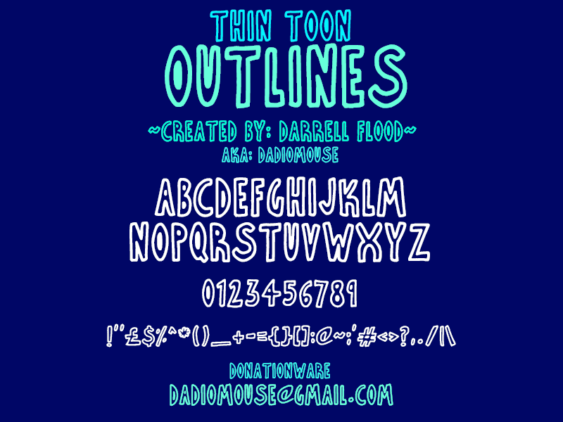 Thin Toon Outlines Font