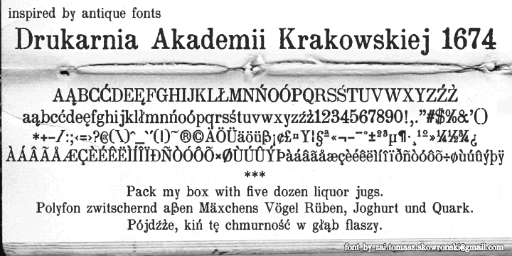 zai Drukarnia Akademii Krakowskiej 1674 Font