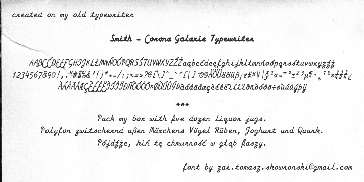 zai Smith-Corona Galaxie Typewriter Font