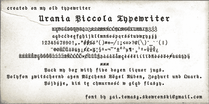 zai Urania Piccola Typewriter Font