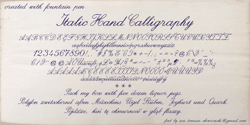 zai Italic Hand Calligraphy Font