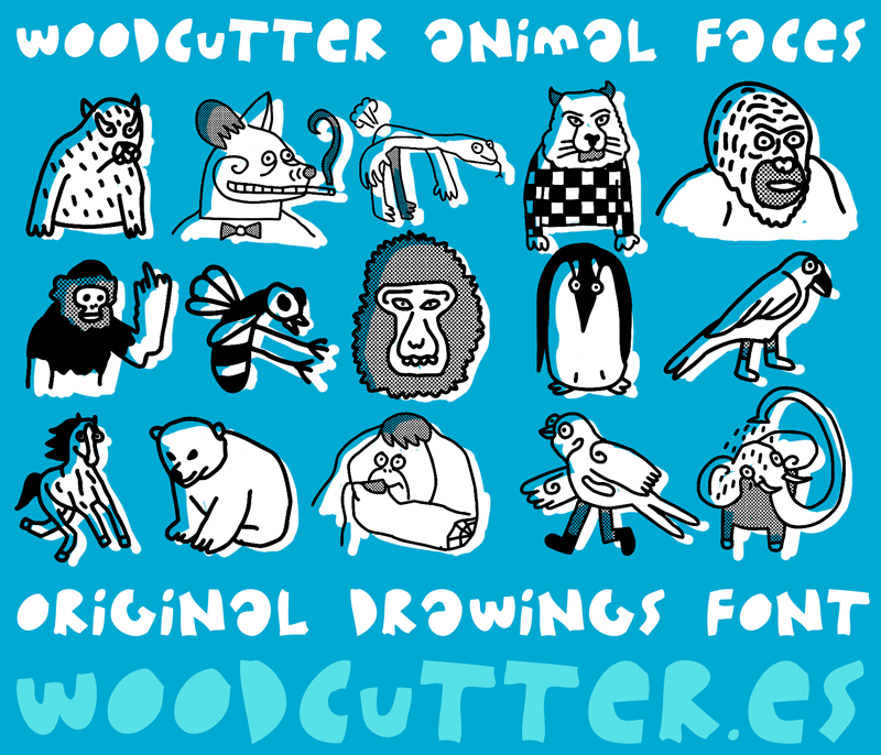 Woodcutter Animal Faces Font