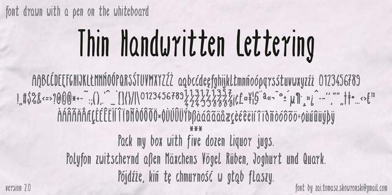 zai Thin Handwritten Lettering Font