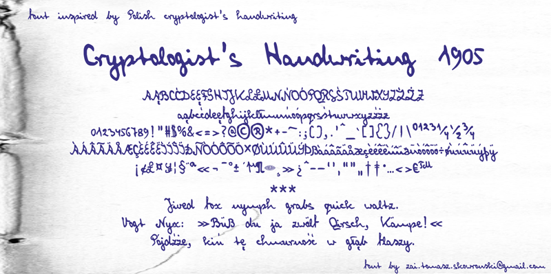 zai Cryptologist's Handwriting 1905 Font