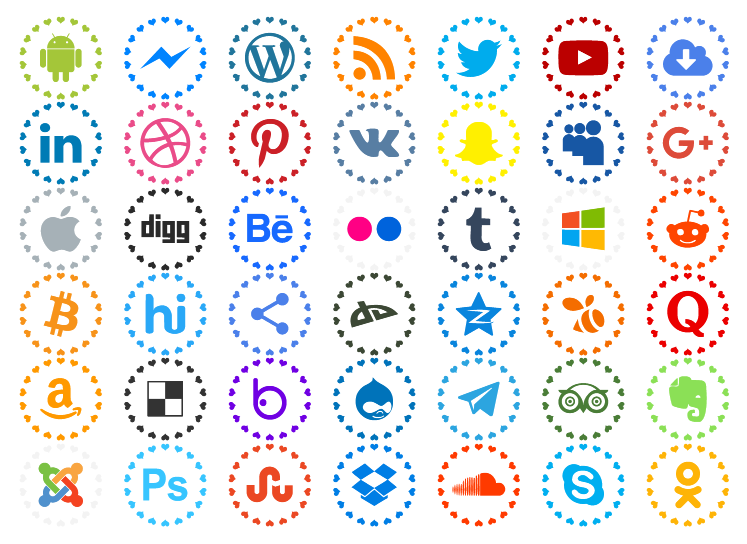 Social Networks Colors Font
