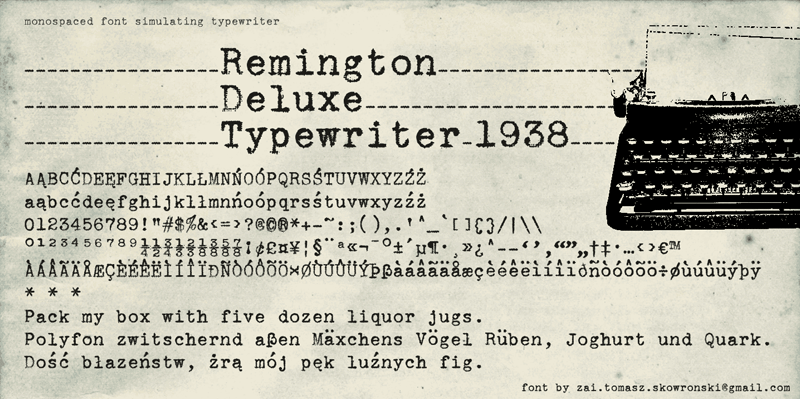 zai Remington Deluxe Typewriter Font