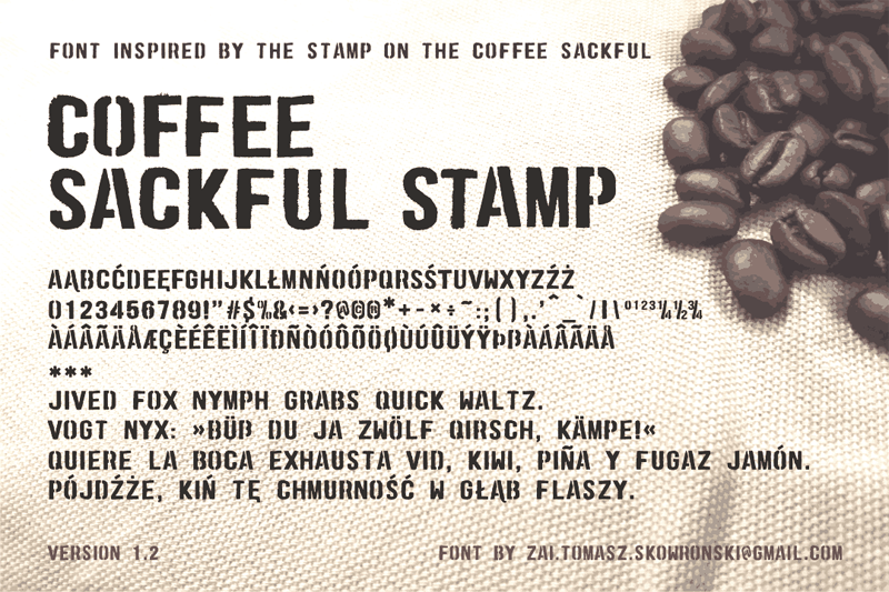 zai Coffee Sackful Stamp Font
