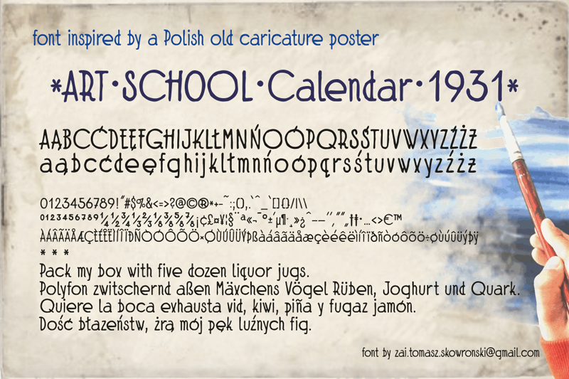 zai Art School Calendar 1931 Font