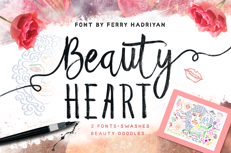 Beauty Heart Doodles Font