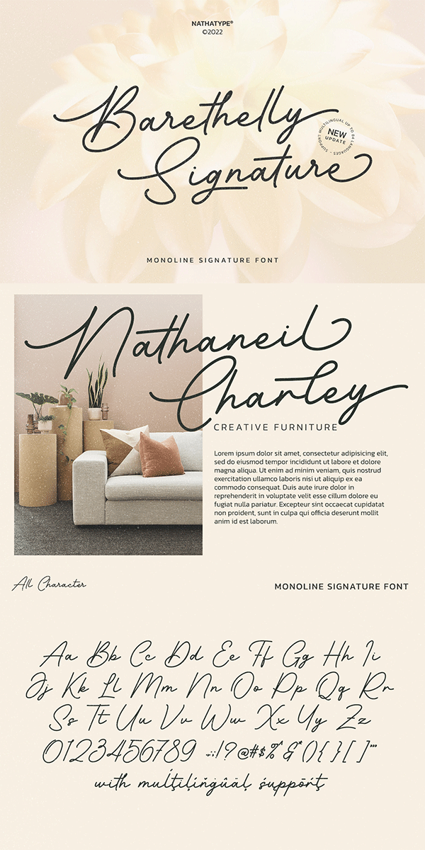 Barethelly Signature Font