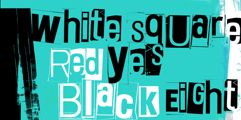 White Square Red Yes Black Eight Font