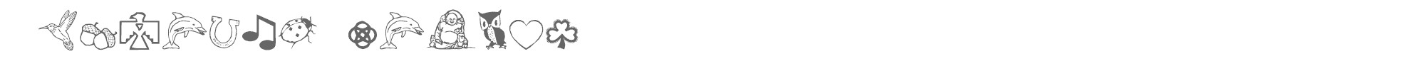 Sample characters Charming Symbols Font