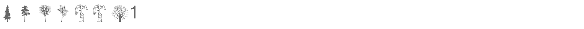 Sample characters WM Trees 1 Font
