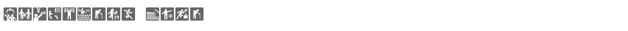 Sample characters Olympukes Font
