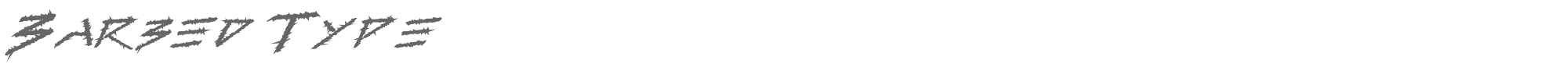 Sample characters Barbed Type Font
