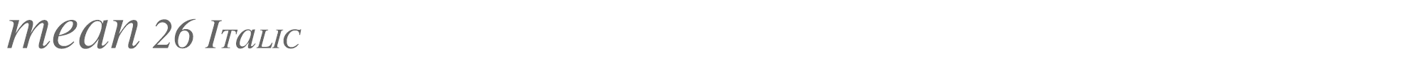 Sample characters Mean 26 Serif Font