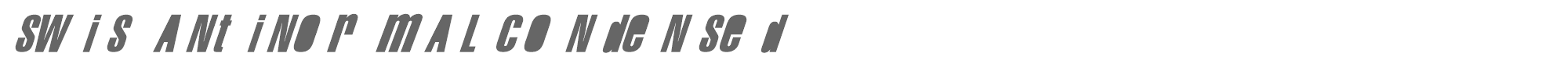 Sample characters Swis AntiNormal Font