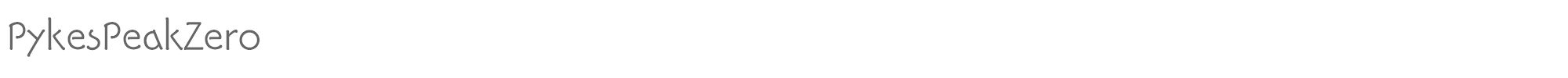 Sample characters Pyke's Peak Zero Font