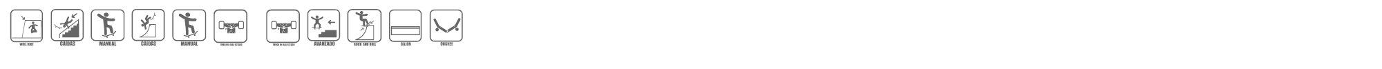 Sample characters Iconos Skate Font