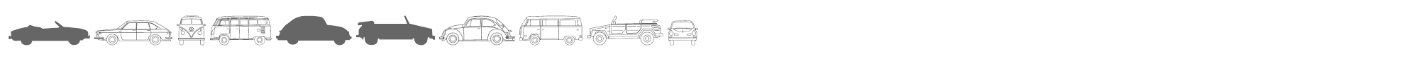 Sample characters Volkswagen Font