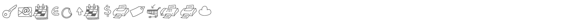 Sample characters Peax Drawn Icons Font