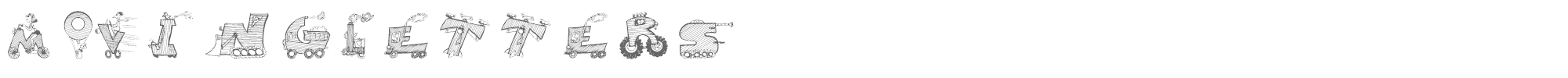 Sample characters Moving Letters Font