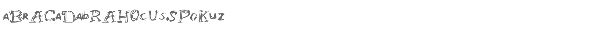Sample characters Abracadabrahocusspokuz Font