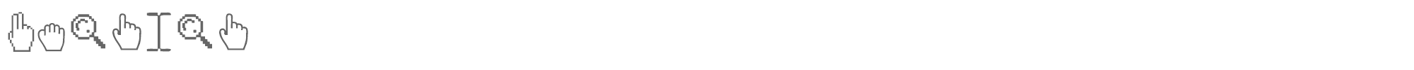 Sample characters Cursors Font