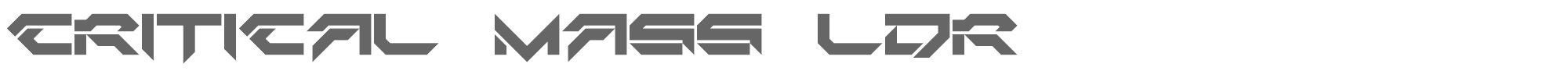 Sample characters Critical Mass LDR Font