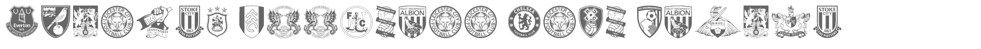 Sample characters English Football Club Badges Font