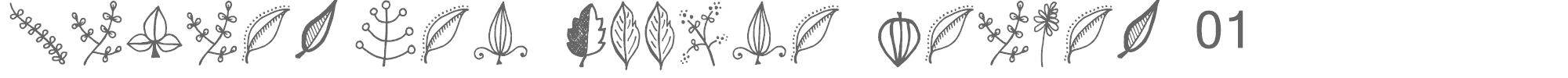 Sample characters Tanaestel Doodle Leaves 01 Font