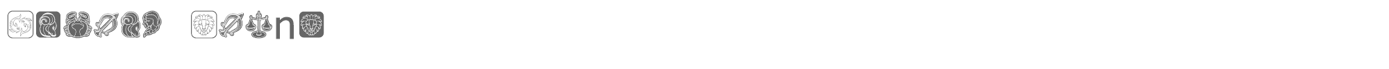 Sample characters Zodiac Signs Font