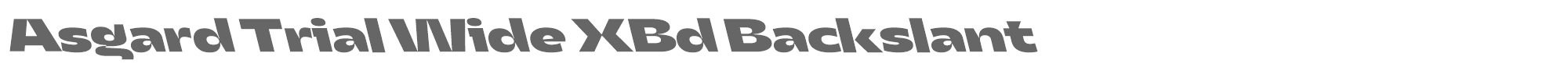Asgard Wide AsgardTrial-WideXboldBackslant.ttf font preview