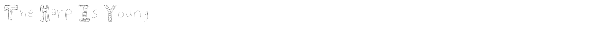 Sample characters The Harp Is Young Font