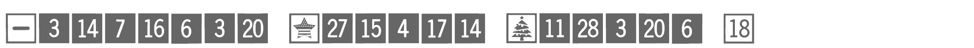 Sample characters Calendar Symbol Wizard Font