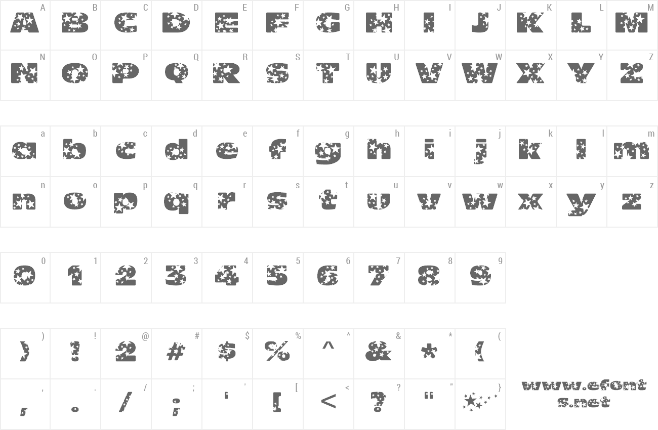 Font Oh my god stars ! preview