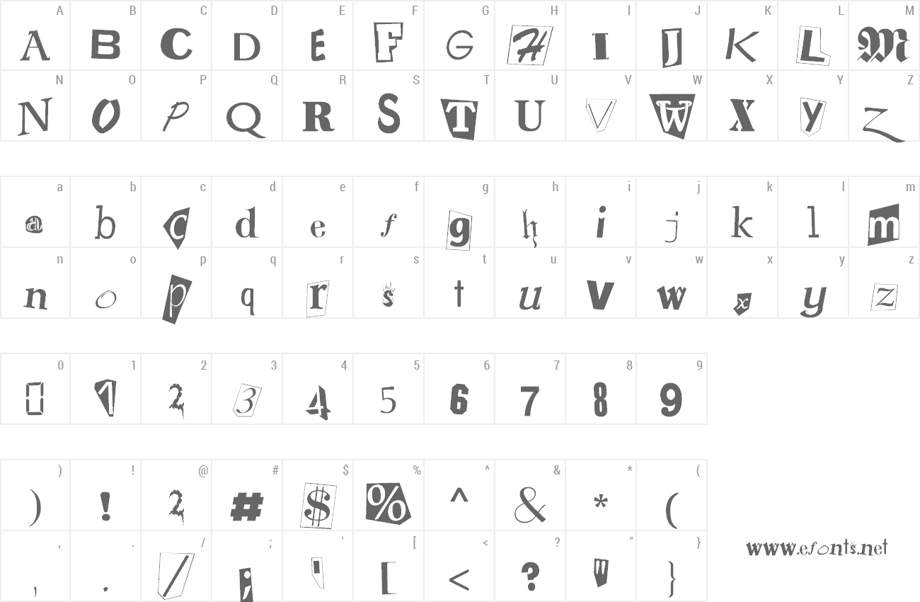 Font Ransom Note preview